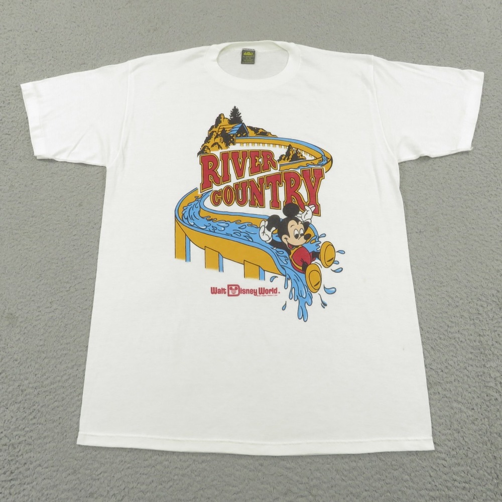 Vintage Disney River Country Shirt Mens XL 80s Made in USA Single Stitch White